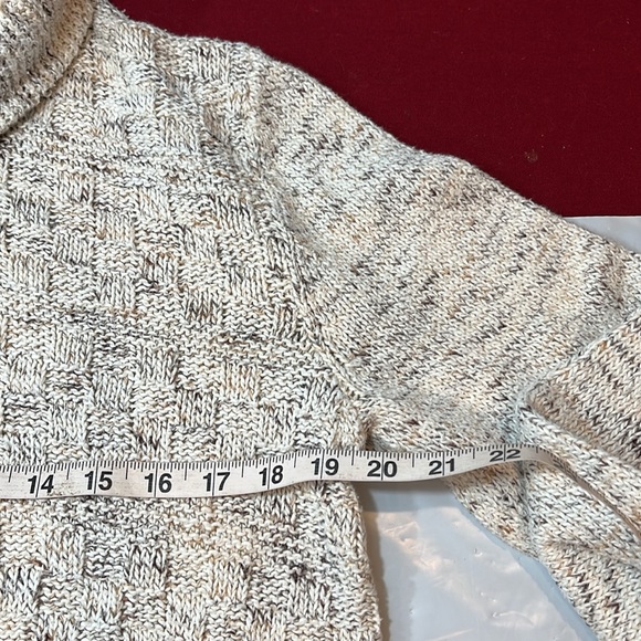 Method cowl button turtle neck Sweater mens M speckled beige tan chunky knit - Picture 8 of 16